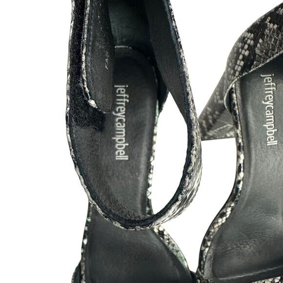 Jeffrey Campbell Lindsay Heeled Sandals Black Grey Snake Animal Print Size 7.5 - Picture 15 of 15